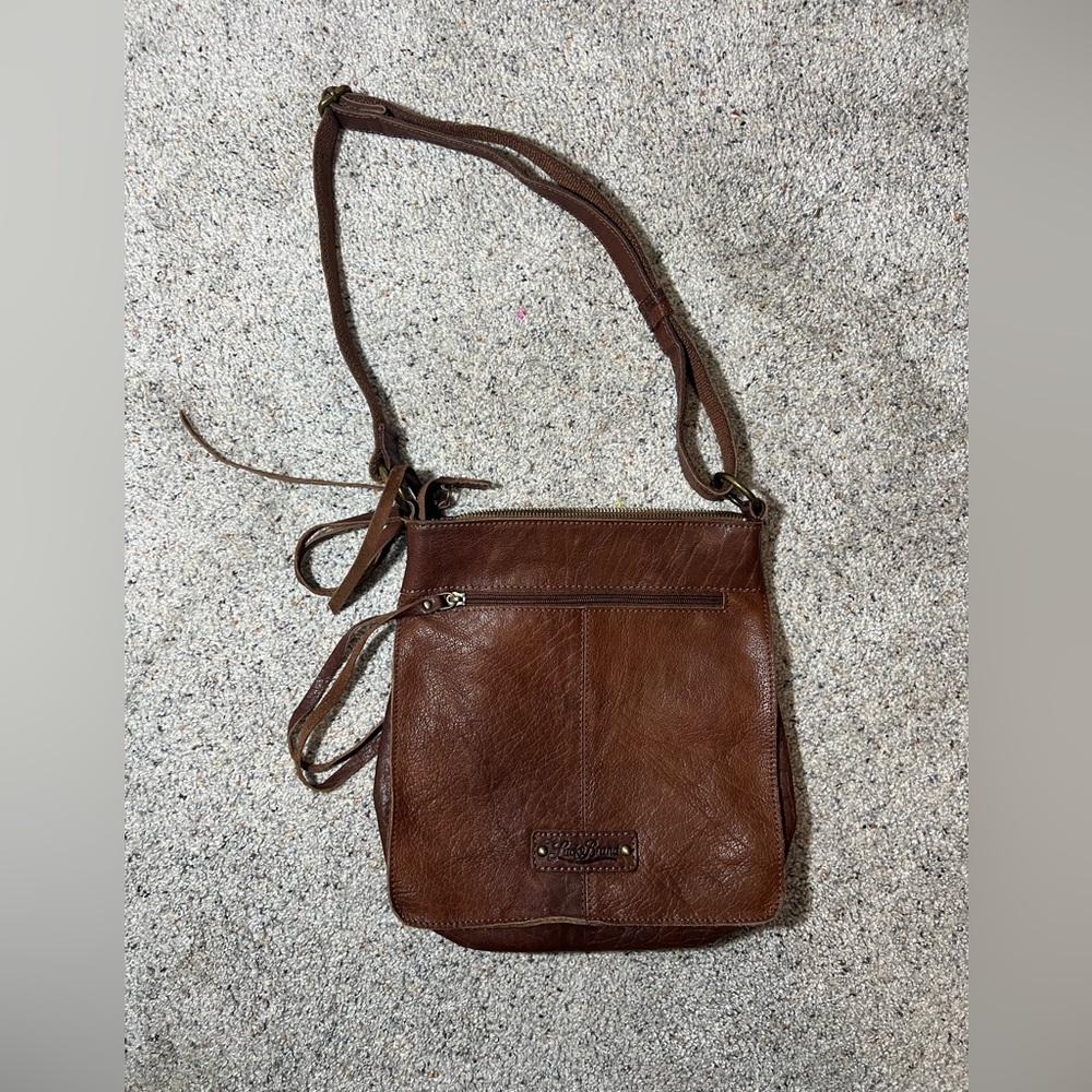 Vintage LUCKY BRAND Distressed Leather Abbey Road Crossbody Bag Shoulder Purse